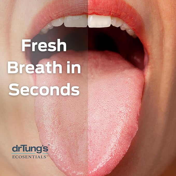 DrTung's Stainless Tongue Scraper - Tongue Cleaner for Adults, Kids, Helps Freshens Breath, Easy to Use Comfort Grip Handle, Comes with Fabric Travel Pouch - Stainless Steel Tongue Scrapers, (1 Count)