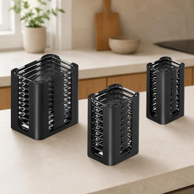 3PCS Lid Organizer for Rubbermaid Brilliance Nap-on Lids (Holds 30 Lids) | Food Container Lid Organizer for 4.7 Cup, 3.2 Cup, 1.3 Cup, 0.5 Cup Containers (Holds 30 Lids) Black