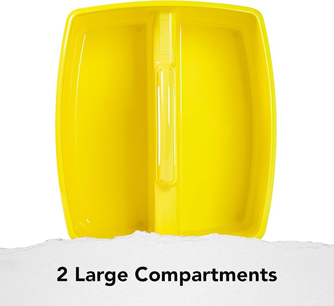 Storex 2-Compartment Large Craft Caddy – Multipurpose Classroom Organizer with Handle, Yellow, 1-Pack (00957C06C)