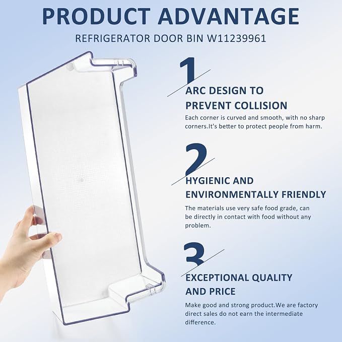 W11239961 W10900538 Door Shelf Bin with Additional Egg Tray | Compatible for Whirlpool Refrigerator Door Shelf/Whirlpool Fridge Door Shelves/Whirlpool Fridge Door Shelf Bin by MIFLUS