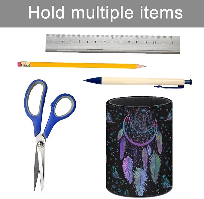 Dreamcatcher Pen Holder Pencil Cup for Desk Organizer | Cute Makeup Brush Holder PU Multifunctional Office Suppliesfor Decor Home Classroom School