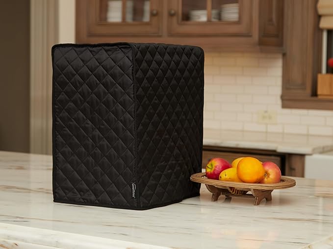Covermates Keepsakes Blender Cover – Quilted Appliance Protector for Food Processors – Dust & Stain Resistant, Washable Slip‑On Design for Countertop Storage, Black