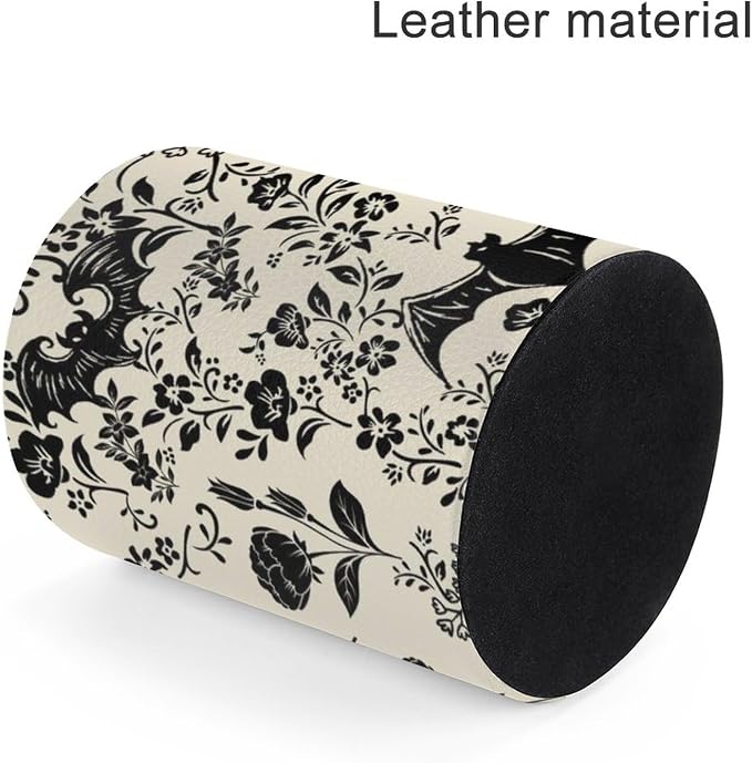 Gothic Bat Flowers Pen Holder Pencil Cup for Desk Organizer | Cute Makeup Brush Holder PU Multifunctional Office Suppliesfor Decor Home Classroom School