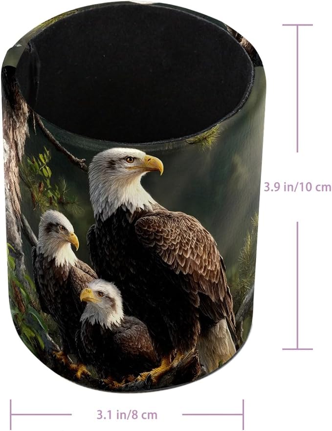 Eagle Family Pen Holder Pencil Organizer for Desk, 3.1” x 3.1” x 3.9” Pencil Cup Office Supplies, Large Capacity Cute Pen and Makeup Brush Holder for Desktop, Home, School
