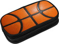 Perinsto Basketball Texture Pencil Case Big Capacity Multi Compartment Stationery Box Pencil Pouch Holder Desk Organizer For School Office Home