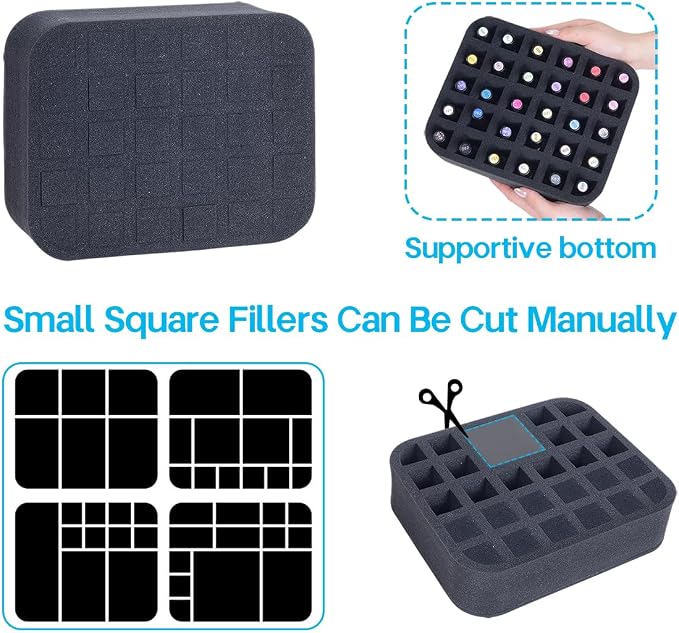 Nail Polish Organizer Holder Foam Pad with Slots for Storage 30 Bottles (15ml/0.5fl.oz) Nail Polish or Essential Oil Tray for Drawers Black