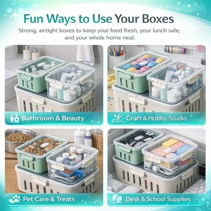 Fruit Containers for Fridge Keep Fresh, 5-Pack Food Storage Containers with Lids, Meal Prep Containers, Fridge Storage with Removable Colander, Microwave & Dishwasher Safe (Cream)
