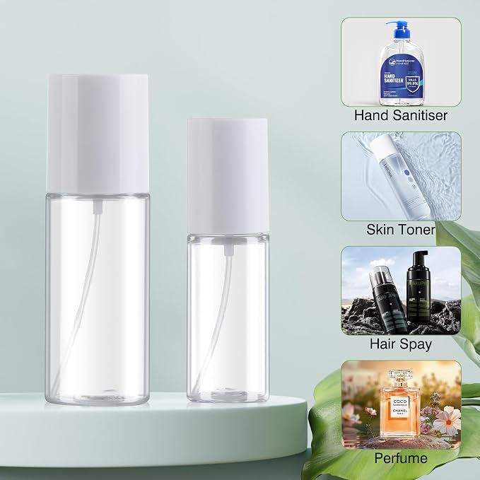 Boenoea Small Spray Bottle,Travel Spray Bottles Plastic Portable Refillable Empty Bottles for Outgoing - Leak Proof - Clear