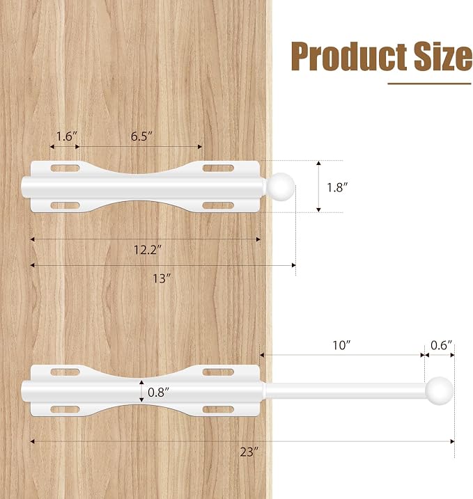 13" Valet Rod For Closet Pull Out Adjustable For Closet,1 Pack White | 13" pull-out valet rod provides convenient hanging space for clothes in closets, bedrooms and laundry rooms.