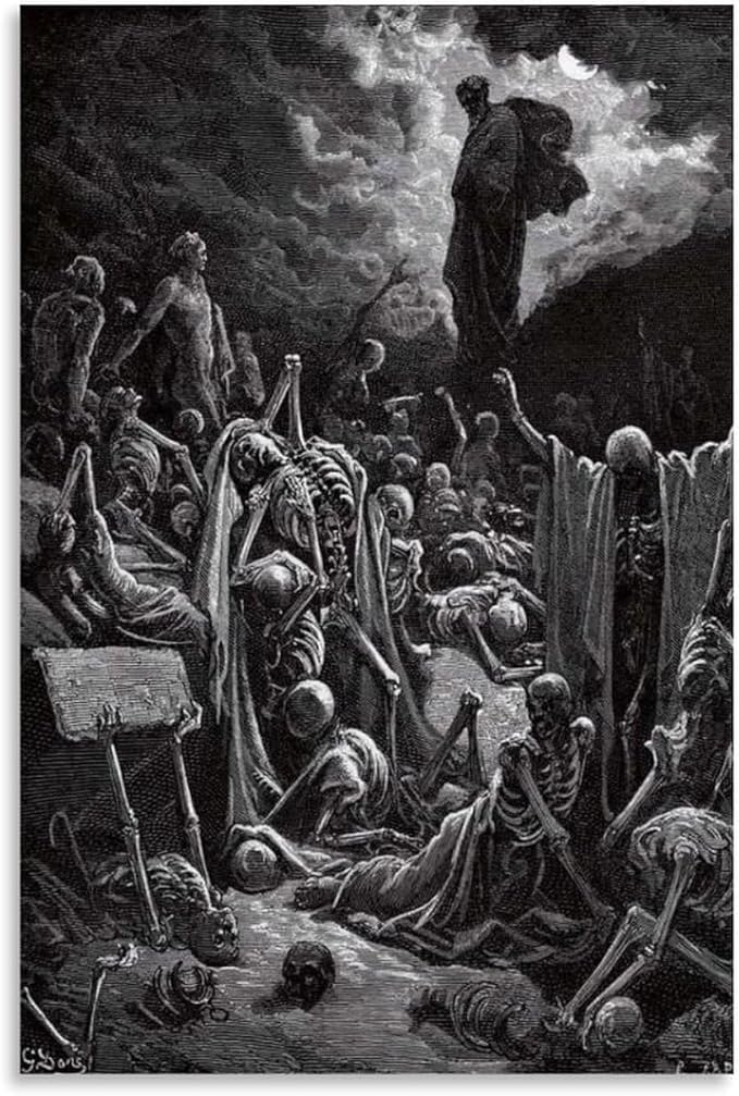 Gustave Dore The Vision Of The Valley Of Dry Bones Prints Wall Art Paintings Poster Art Canvas Painting Decor Wall Print Photo Gifts Home Modern Decoratives 12x18inch(30x45cm)