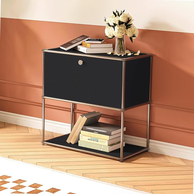 Modern Storage Cabinet Black D Versatile Free-Standing Organizer for Living Room, Bedroom, and Home Office Décor