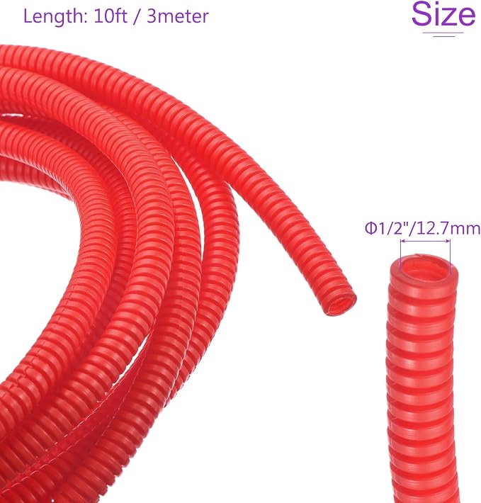 DMiotech 20ft Wire Loom Split Tubing 1/4 Inch(6.5 Mm) ID, Cord Protectors from Pet Flexible Conduit Cable Management for Office, Home, Garden, Red