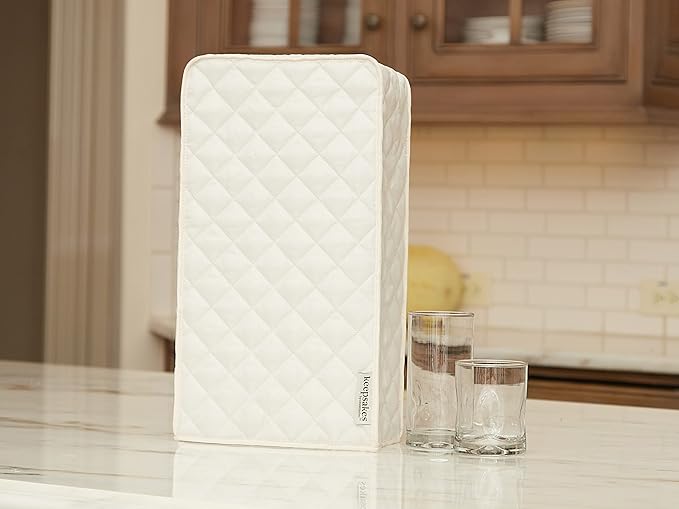 Covermates Keepsakes Square Appliance Cover – Quilted Kitchen Appliance Cover for Countertop Storage – Dust Protection – Stain Resistant – Washable – Slip-On Appliance Design, Cream