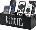 Remote Control Holder, Wooden TV Remote Holder for Table, Remote Caddy Organizer with 3 Compartments, Media Storage Box for Nightstand, Couch (Black)