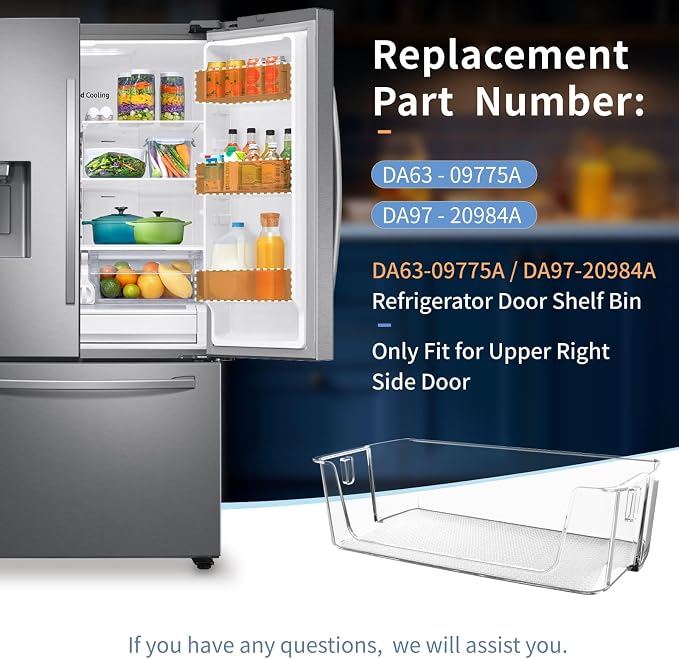 (2-Pack) Upgraded DA63-09775A DA97-20984A Refrigerator Door Bin(Right Side) | Compatible with Sam-sung Refrigerator RF27T5201SR RF28T5001SR RF28T5021SR RF27T5241SR Upper Right Door Shelves Replacement