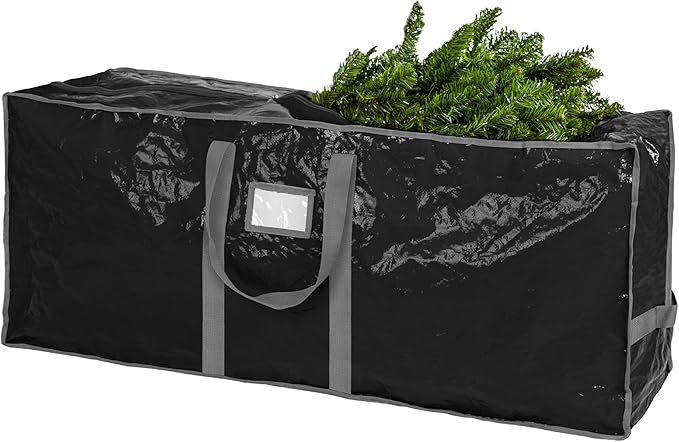 Christmas Tree Storage Bag - Stores 9 Foot Artificial Xmas Holiday Tree, Durable Waterproof Material, Zippered Bag, Carry Handles - Protects Against Dust, Insects and Moisture (Black)
