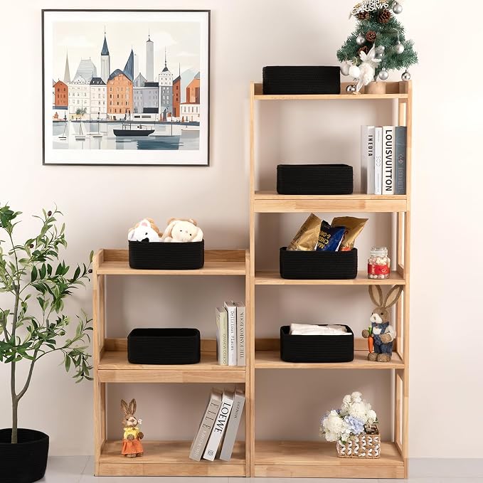 OIASKET 6 Pack Storage Baskets for Shelves, Small Baskets for Shelves, Cute Decorative Storage Bins, Organizer Basket for Gifts Empty, 11.8''Lx7.8''Wx4.7''H-Black
