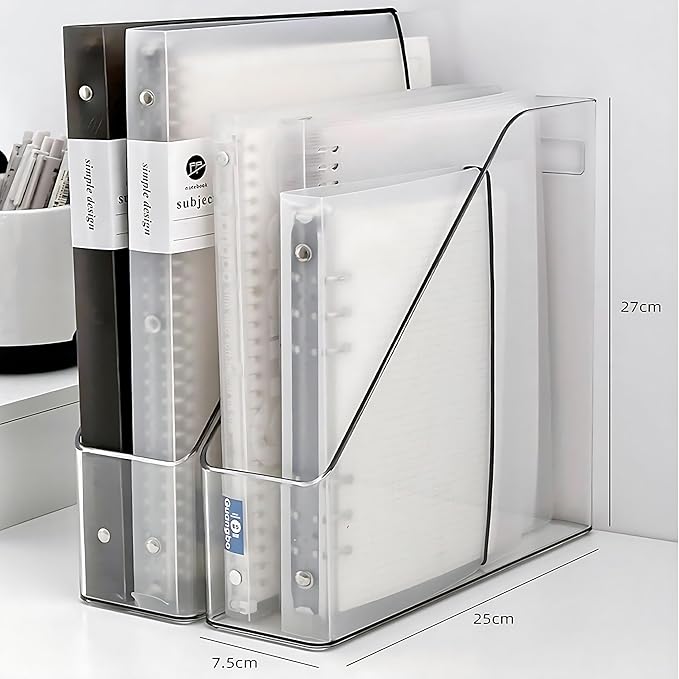 2-Pack Clear Acrylic Vertical Magazine File Holders – Desktop Organizer for Books, Documents, Binders, Envelopes, Includes 3 Bonus Silicone Bookmarks