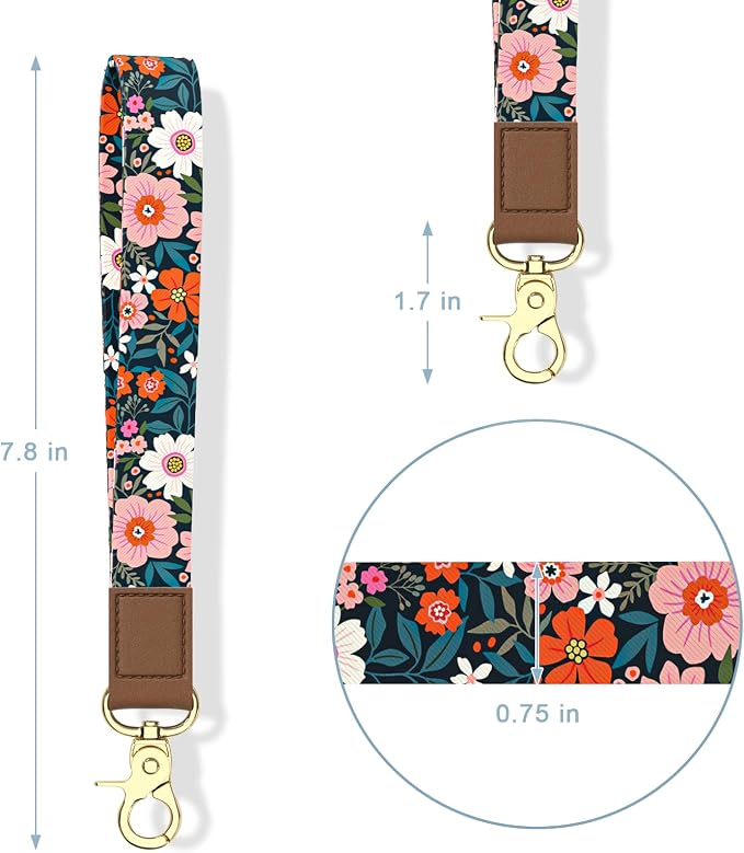 Aiawoxc Credit Card Holder, Small RFID Wallet Slim Leather Card Organizer Case with Zipper and Wristlet Strap, Cute Flowers