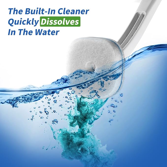 oshang Disposable Toilet Brush 2 Pack- Toilet Bowl Cleaner, Toilet Cleaning Supplies, Toilet Brush with Holder, 28 Refills for Deep Cleaning and Hygienic Bathroom Maintenance