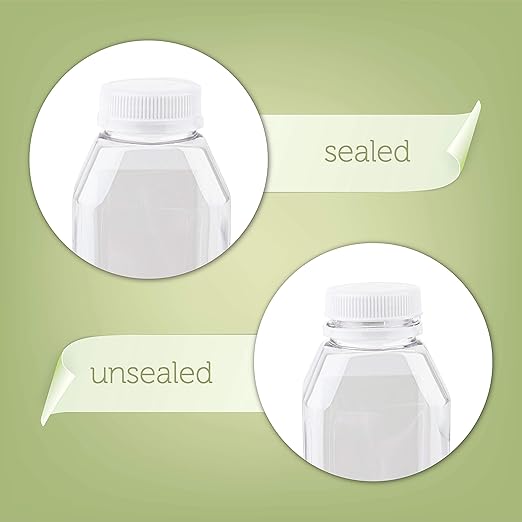 Disposable Juice Container with Caps, 12 Oz Reusable, Clear & Empty Smoothie Bottle For Grab & Go Drink & Juicing Journey, 24 Pack BPA-Free Plastic Water Bottles, Handy, Leak-Proof Beverage Containers