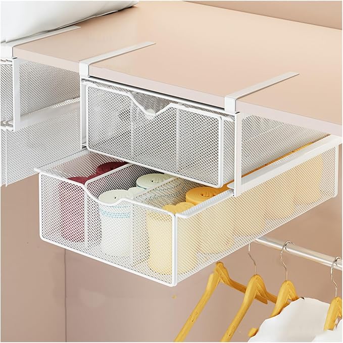 Compact Hanging Pullout Drawer Basket,Pull Out Drawer Organizer Containers Storage Bin,Stackable Shelf Baskets Organizer(Style 3)