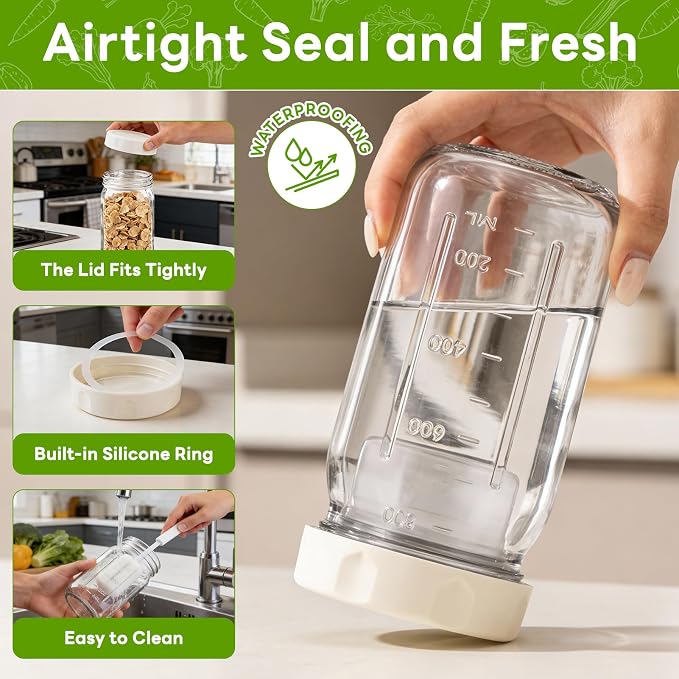 9Pack Salad Meal Prep Containers, 32oz Large Glass Salad Jars with Lids Meal Prep with 4 Forks, Leakproof Salad Container for Lunch with Separate Wet/Dry Dressing Cups for Home, Office and Outdoor