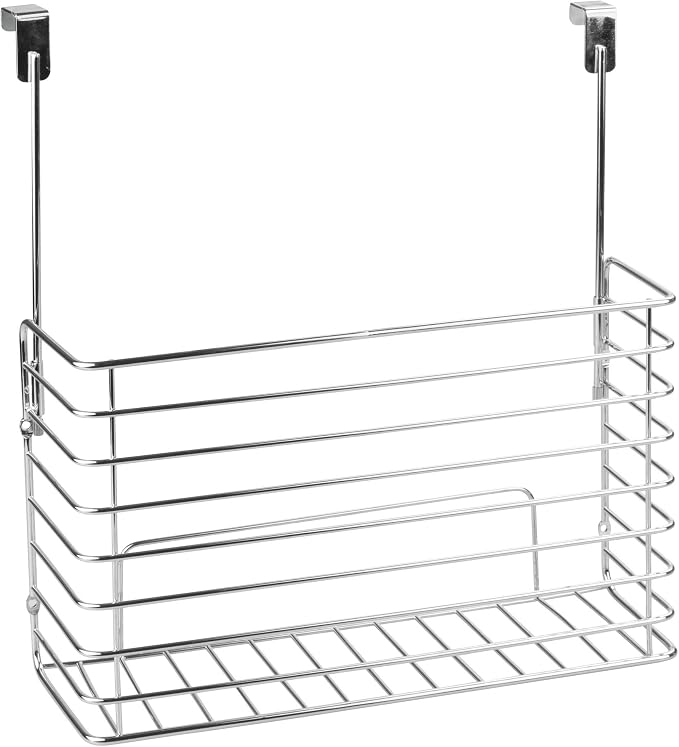 iDesign Classico Metal Over the Cabinet Kitchen Bakeware Organizer Basket for Cutting Boards, Baking Sheets, Pans, 13.73" x 5.18" x 14.2" - Chrome