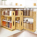 Spice Organization for Cabinet, Kitchen Pull Out Spice Rack Organizer | Bamboo Slide Out Seasoning Pantry Sliding Vertical Organizers, 7.6" Wide, 3 Drawers(2" Wide), 2 Tiers, Assemble Needed