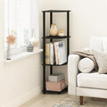 Furinno Turn-N-Tube Toolless Assembly 4-Tier Corner Shelf, Black Corner Book Shelf, Open Shelves Bookshelf, for Organization and Storage, Living Room, Home Office, Bedroom, Black Espresso