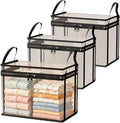 Large Clear Thick Plastic Storage Box with Hinged Lid, Heavy-Duty Durable High Capacity Organizer, Foldable Storage Box,Perfect for Home, Camping, Travel, Attic & Moving (Black-L-3)