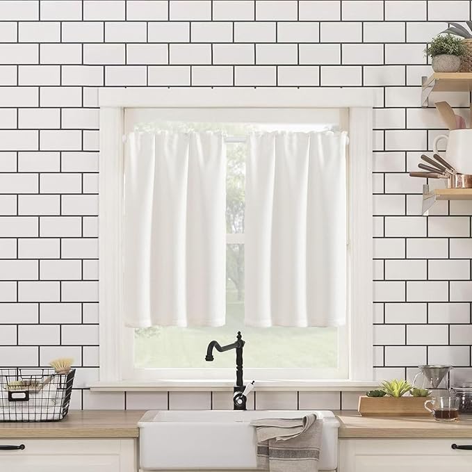 KXLife 2 Pcs Tension Curtain Rod 35 to 46 Inches, 5/8" Diameter Spring Curtain Rods, Black, Adjustable Expandable Pressure Window Tension Rod No Drill