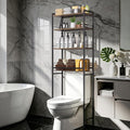 Over The Toilet Storage Rack 4-Tier Freestanding Bathroom Organizer Shelf Over Toilet with Adjustable Shelf & Basket, Space-Saving for Small Spaces, Rustic Brown
