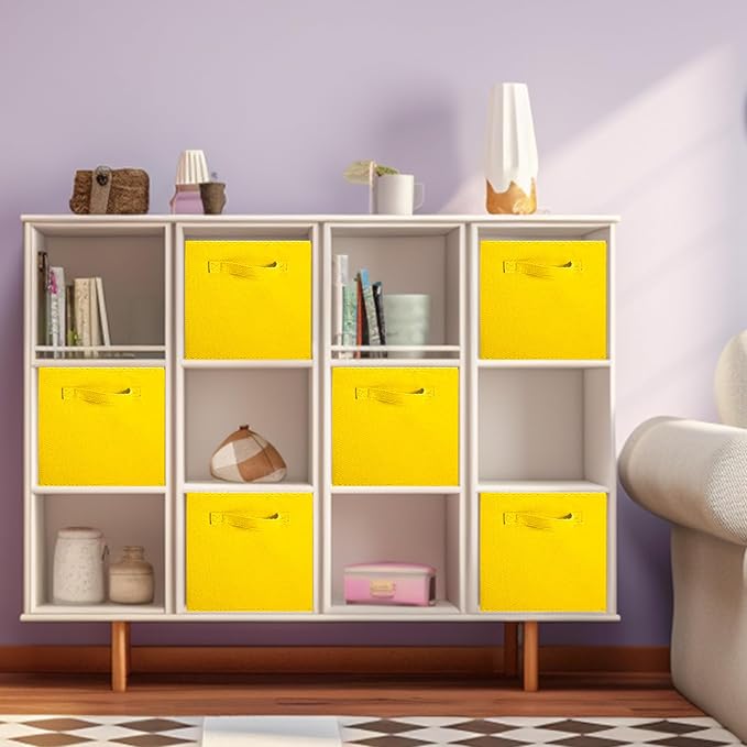 ShellKingdom Storage Bins, Foldable Fabric Storage Cube And Cloth Organizer | Storage Drawer For Closet And Toys, 13 X 13 X 13 INCH, 6 Pack (Yellow)