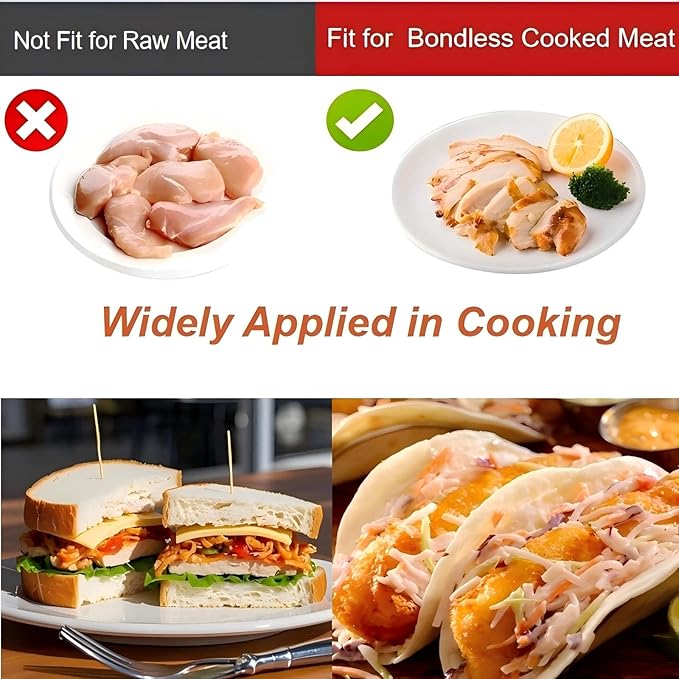 Chicken Shredder Tool Twist Meat Shredder Large for Chicken Breasts Beef Pulled Pork with 304 Stainless Steel Claws for Meal Prep Kitchen Essentials Gadgets Wall Mounted Dishwasher-Safe (Black&Black)