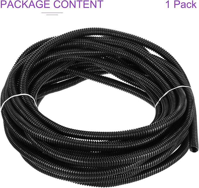 DMiotech 50ft Wire Loom Split Tubing 1/2 Inch(12.7 Mm) ID, Cord Protectors from Pet Flexible Conduit Cable Management for Office, Home, Garden, Black