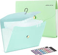 JARLINK 7 Pockets Expanding File Folder, A4 Accordion folders,Blue & Green | Accordion File Folders with 12 Labels, Portable Document Organizer for Home, College, School, and Office Supplies