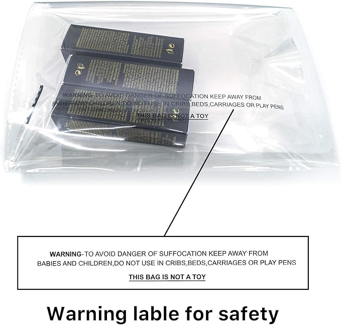 The Elixir Packaging 00 Count 11 x 14 Clear Poly Bag with Suffocation Warning Reclesable Transparent Plastic Tote Backpack Mailer Bag, Food Grade Material, 1.5 Mil Thickness