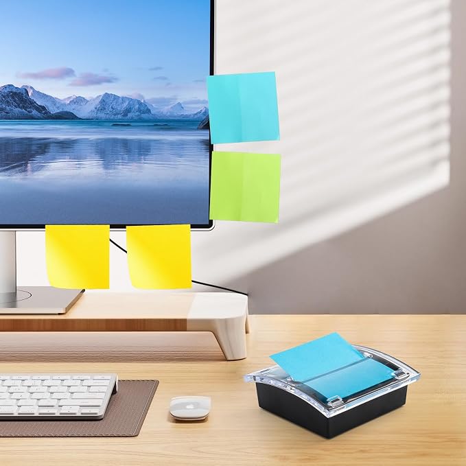 Acrylic Sticky Note Holder, 4 x 4 Inch Crystal Notepad Organizer Pop Up Notes Dispenser for Office Home Classroom Desk Supplies