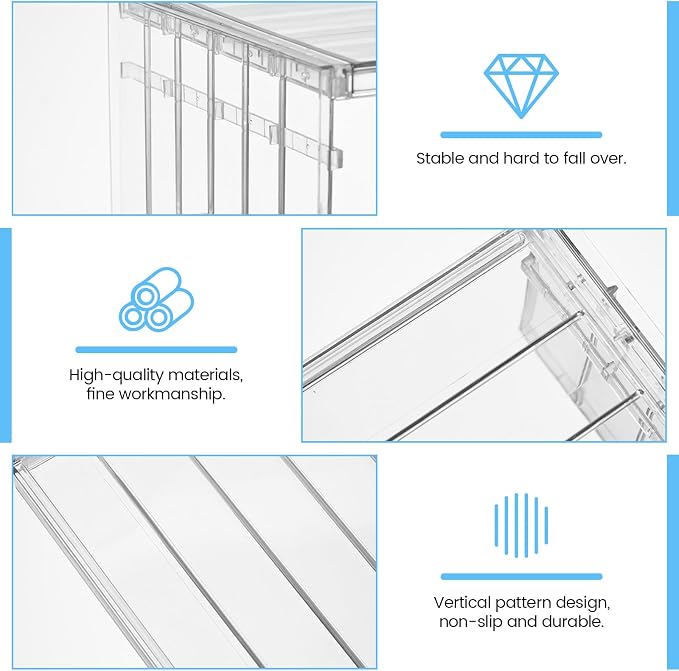 11.8-15.8in Expandable Freezer Shelf, 2 Heights Adjustable Refrigerator Organizer, Acrylic Shelf Riser Kitchen Cabinet Rack for Pantry, Cupboard, Countertop, Office