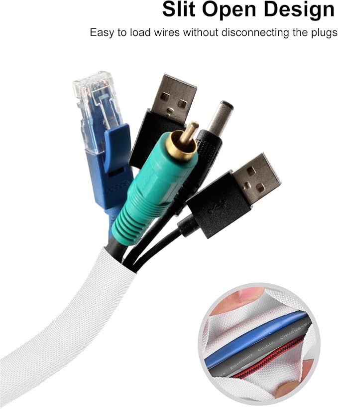 Secbolt Cord Protectors from Pets No Chew, 25ft - 3/8 inch Ultra Durable Cord Covers for Pets, Bite-Resistant Cable and Wire Protector for Cats, Dogs, Rabbits - White