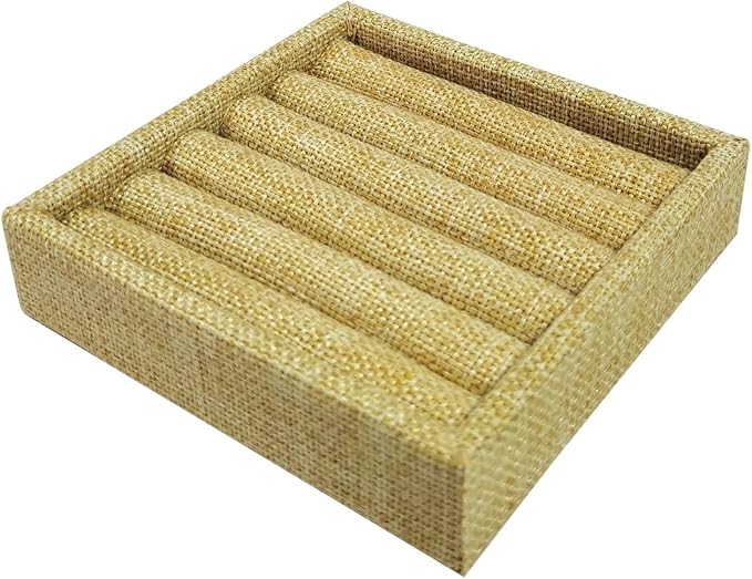 SCIKHETF Velvet Ring Earrings Studs organizer Tray Small Ring Insert Display Tray 5 Slots Stackable (Linen)