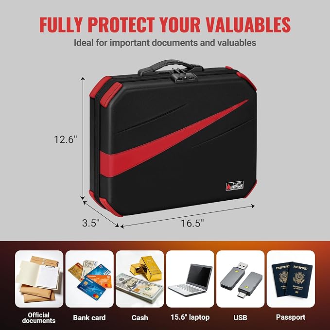 Ytonet Accordion File Organizer, Hard Case Document Box with Combination Lock, Important Document Organizer with Removable File Folder, Portable Safe Box for Home Car Travel for Letter Size Files