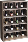 Ikee Design Wooden Wall-Mounted Display Shelves Rack for Collectibles-Figures,Shot Glasses,Spice Can,Cosmetics or Perfume-5 Adjustable Height Shelves,Space-Saving,Coffee Color