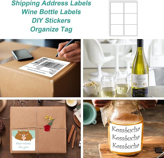 MFLABEL 3-1/3" x 4" Shipping Address Sticker, FBA Labels, 6-UP Sticker Label, White Shipping Label, Easy to Peel, Address Paper for Laser/Ink Jet Printer, 6 Per Page (1800 Labels, 300 Sheets)