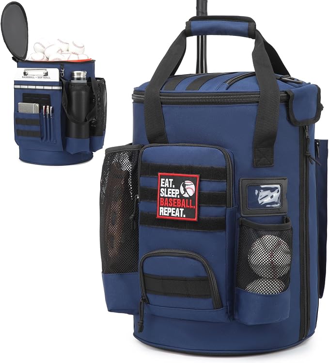 Baseball Bucket Bag 6 Gallon Multi Pockets Softball Coaching Equipment Bag | tactical Baseball Bucket Cover Organizer with padded Seat for Balls, Bat, Gloves, Scoreboards