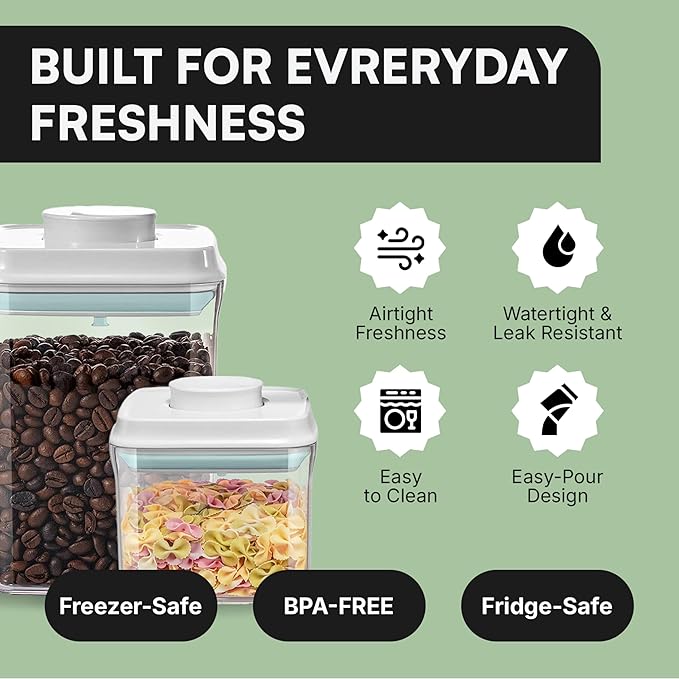 Bop Top Airtight Food Storage Containers with Lid 2 Cups / 16 oz | Kitchen Canister Sets | Air Tight Pantry Container | Pop Top Dry Food Storage Containers for Snacks, Sugar, Flour, Baking, Pasta