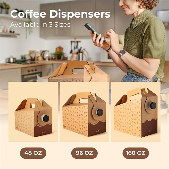 Fit Meal Prep 25 Pack 96 oz Disposable Coffee Dispensers with Handle, Insulated to Go Storage Containers, Portable Coffee Box Cold Hot Drink Dispenser Bulk for Party, Catering, Office, Take Out