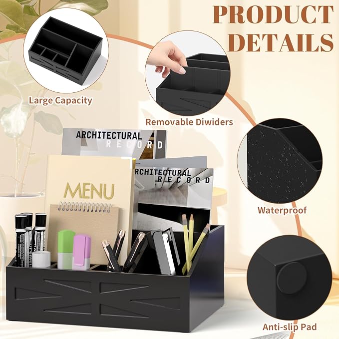 Large Mail Organizer Countertop,Farmhouse Desk and Kitchen Countertop Storage, Letter Sorter, Desk Mail and Bill Organizer, Desktop File and Paper Holder