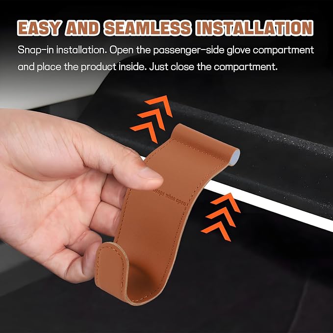 Hovom 2PCS Car Co-Pilot Glovebox Hooks, Anti-Scratch Auto Co-Pilot Glove Box Hanger Organizer, Vehicle Passenger Seat Hanging Storage Hook for Handbag Purse Umbrella, Car Accessories (Orange)